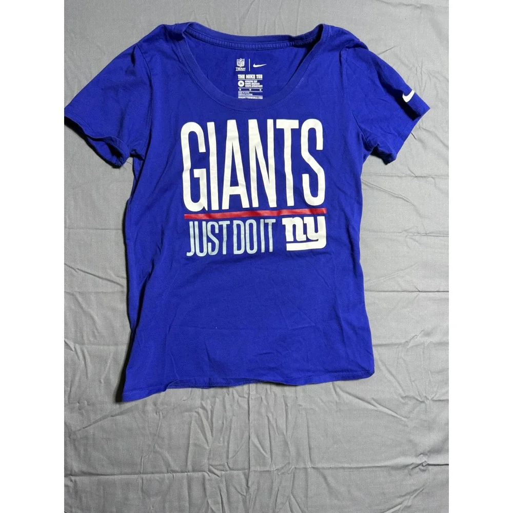 Nike T-Shirt Women Medium Blue Good NY Giants Just Do It Graphic Tee NFL